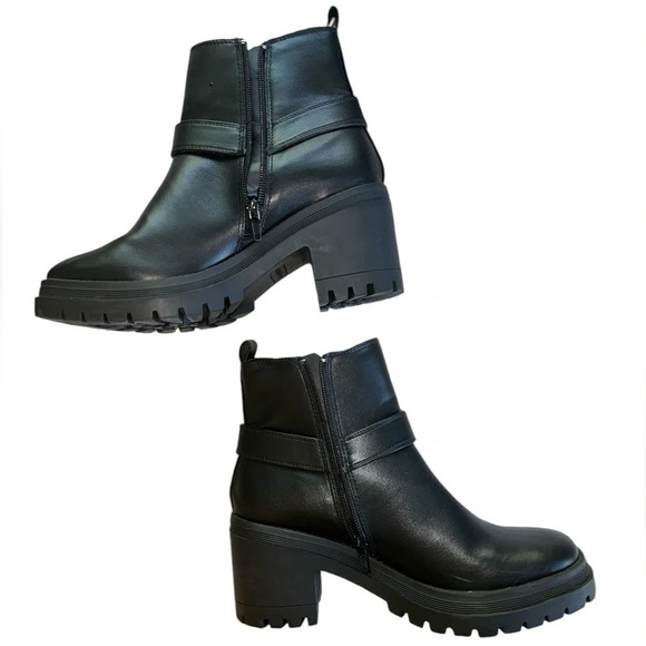 NWOT Sincerely Jules Black Dolphin Moto Ankle Boots 7.5 - Picture 2 of 10